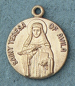 St. Theresa Of Avila Gold Filled Medal 