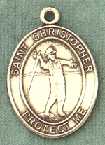 St. Christopher/Fishing 14kt Gold Medal