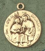 Sts. Cosmas & Damian 14kt Gold Medal 