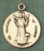 St. Francis 14kt Gold Medal 1 In.
