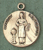 St. Genesius 14kt Gold Medal 1 In.