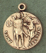 St. Sebastian 14kt Gold Medal 1 In.