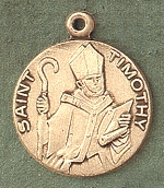 St. Timothy 14kt Gold Medal 1 In.