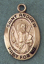 St. Andrew 14kt Gold Oval Medal 3/4 In.