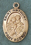 St. Anthony 14kt Gold Oval Medal 3/4 In.