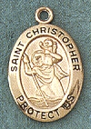 St. Christopher 14kt Gold Oval Medal 3/4 In.