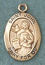 St. John the Evangelist 14kt Oval Medal 3/4 In.