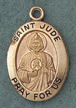 St. Jude 14kt Gold Oval Medal 3/4 In.