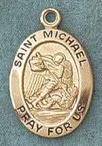 St. Michael 14kt Gold Oval Medal 3/4 In.