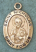 St. Nicholas 14kt Gold Oval Medal 3/4 IN.