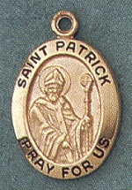 St. Patrick 14kt Gold Oval Medal 3/4 In.