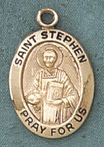St. Stephen 14kt Gold Oval Medal 3/4 In.