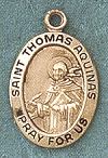 St. Thomas Aquinas 14kt Oval Medal 3/4 In.