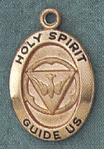 Holy Spirit 14kt Gold Oval Medal 3/4 In.