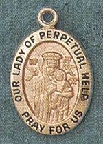 O.L. of Perpetual Help 14kt Oval Medal 3/4 In.
