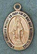 Miraculous 14kt Gold Oval Medal 3/4 In.