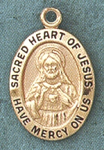 Scapular 14kt Gold Oval Medal 3/4 In.