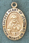 Scapular 14kt Gold Oval Medal 3/4 In.