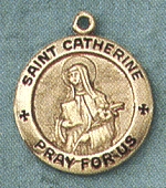 St. Catherine 14kt Gold Medal 5/8 In.