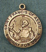 St. Francis 14kt Gold Medal 5/8 In.