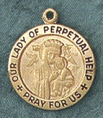 O.L. of Perpetual Help 14kt Gold Medal 5/8 In.