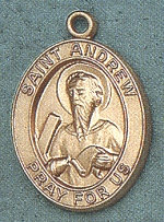 St. Andrew 14kt Gold Oval Medal 1 In.