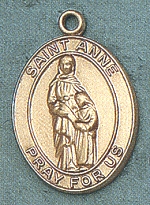 St. Anne 14kt Gold Oval Medal 1 In.