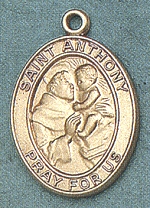 St. Anthony 14kt Gold Oval Medal 1 in.