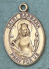 St. Barbara 14t Gold Oval Medal 1 In.