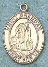 St. Brendan 14kt Gold Oval Medal 1 In.