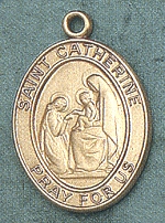 St. Catherine 14kt Gold Oval Medal 1 In.