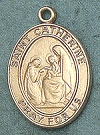 St. Catherine 14kt Gold Oval Medal 1 In.