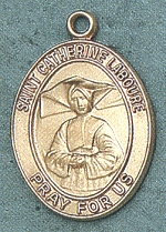 St. Catherine Laboure 14kt Oval Medal 1 IN.