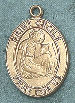 St. Cecile 14kt Gold Oval Medal 1 In.