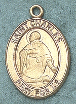 St. Charles 14kt Gold Oval Medal 1 In.