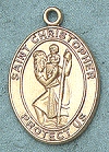 St. Christopher 14kt Gold Oval Medal 1 In.