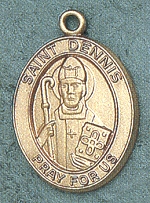 St. Dennis 14kt Gold Oval Medal 1 In.