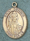 St. Dennis 14kt Gold Oval Medal 1 In.