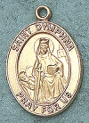 St. Dymphna 14kt Gold Oval Medal 1 IN.