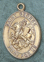 St. George 14kt Gold Oval Medal 1 In.