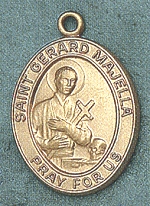 St. Gerard 14kt Gold Oval Medal 1 In.