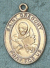 St. Gregory 14kt Gold Oval Medal 1 in.