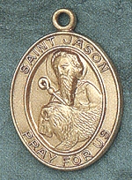 St. Jason 14kt Gold Oval Medal 1 In.