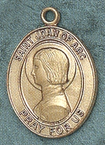 St.Joan of Arc 14kt Gold Oval Medal 1 In.