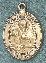 St. John The Evangelist 14kt Oval Medal 1 In.