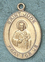 St. Jude 14kt Gold Medal 1 in. Oval