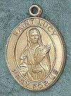 St Lucy 14kt Gold Oval Medal 1 In.