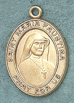 St. Maria Faustina 14kt Gold Oval Medal 1 in.