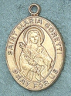 St. Maria Goretti 14kt Gold Oval Medal 1 In.