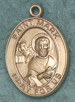 St. Mark 14kt Gold Medal 1 In. Oval